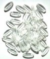 50 16x6mm Transparent Crystal Narrow Flat Oval Beads